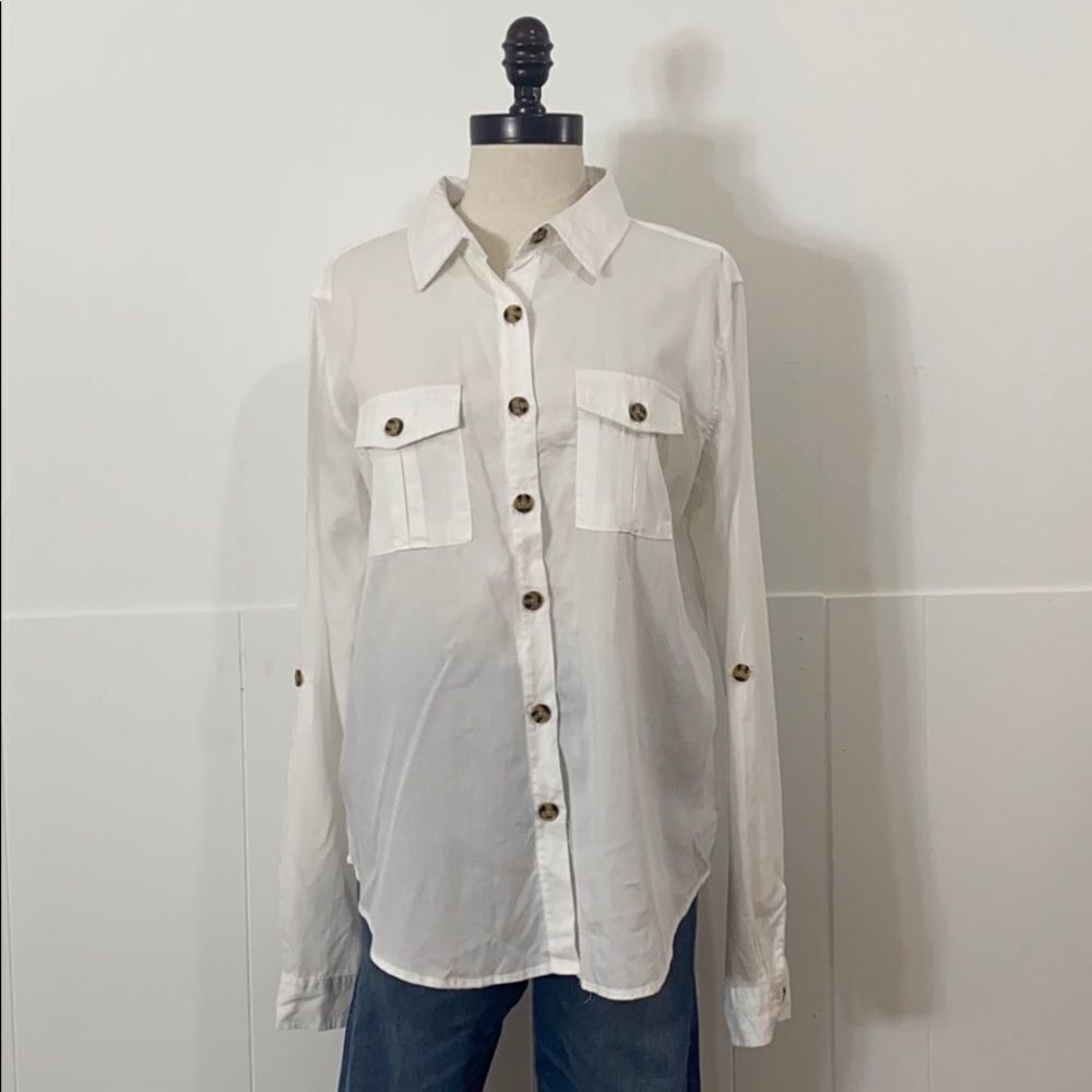 Thread Supply White Tortoise Shell Button Shirt - Picture 4 of 7